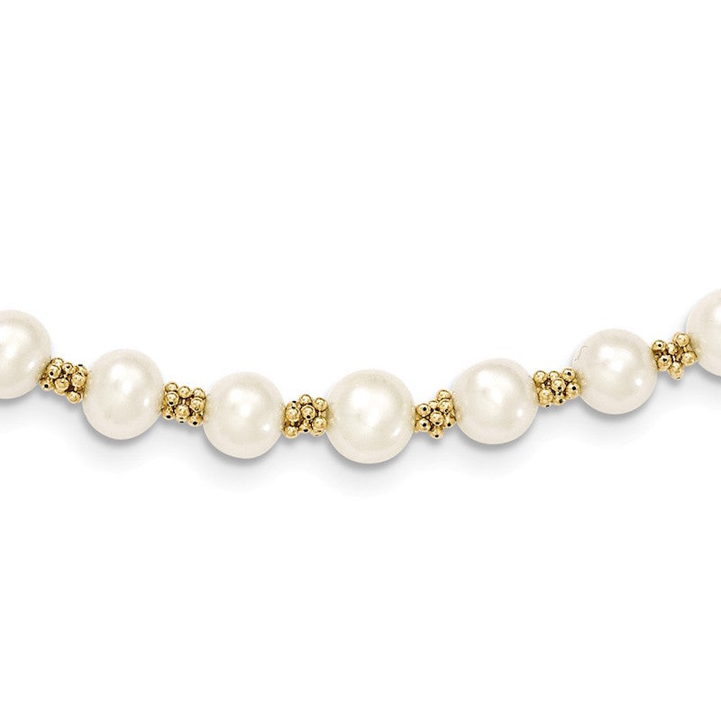 Quality Gold 14k White Round Freshwater Cultured Pearl Bracelet