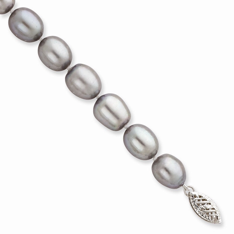Quality Gold 14k White Gold Grey Rice Freshwater Cultured Pearl Bracelet