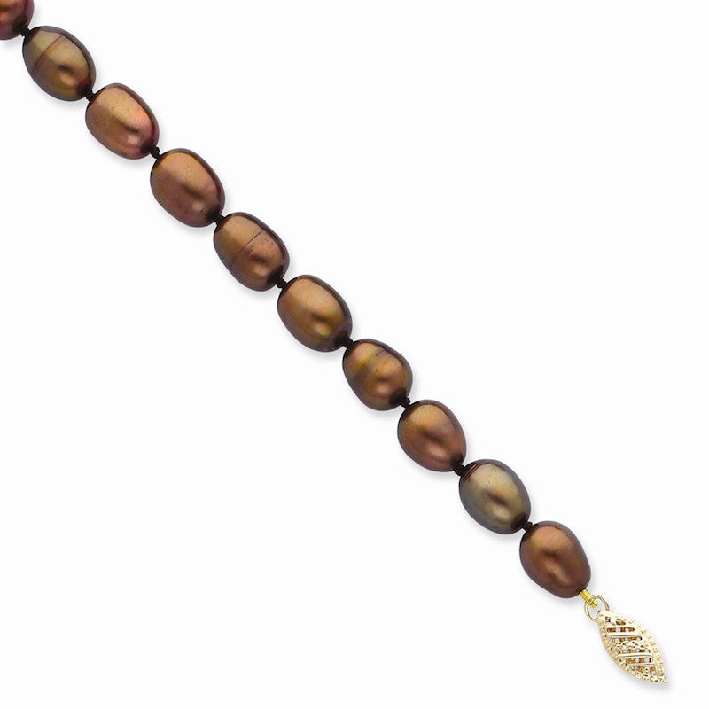 Quality Gold 14k Coffee Brown Rice Freshwater Cultured Pearl Bracelet