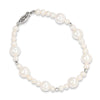 Quality Gold 14K WG White Near Round Freshwater Cultured Pearl Bead Bracelet