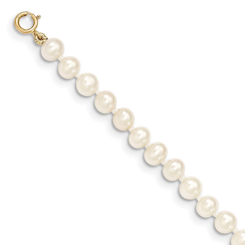 Quality Gold 14k White Near Round Freshwater Cultured Pearl Bracelet