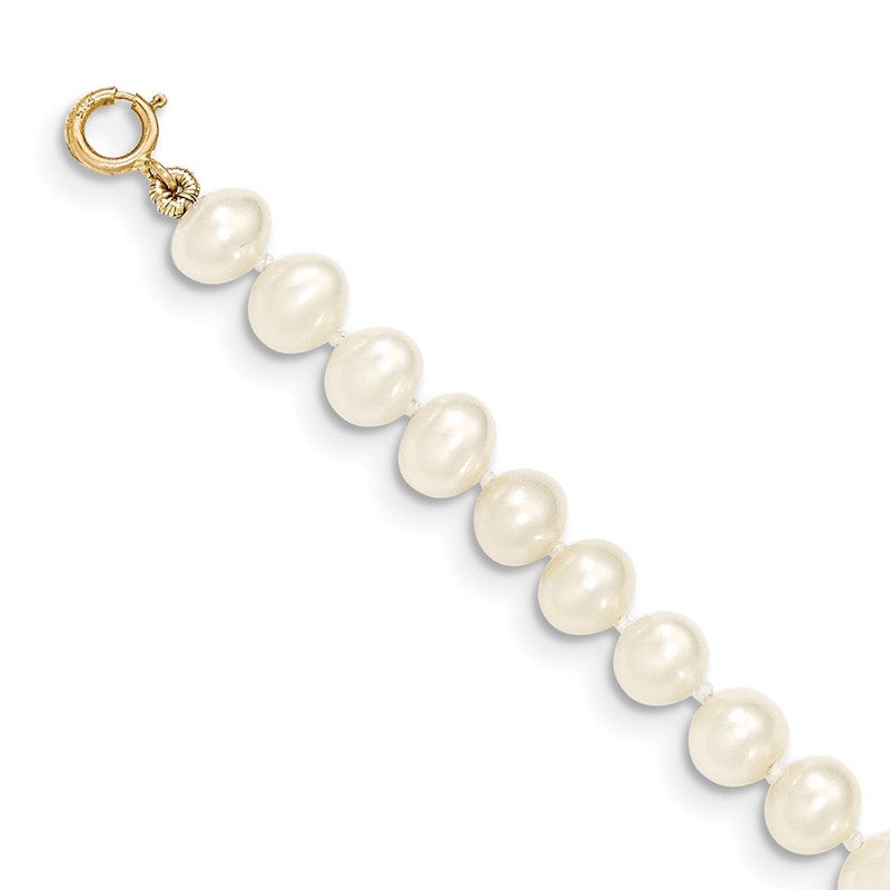 Quality Gold 14k White Near Round Freshwater Cultured Pearl Bracelet