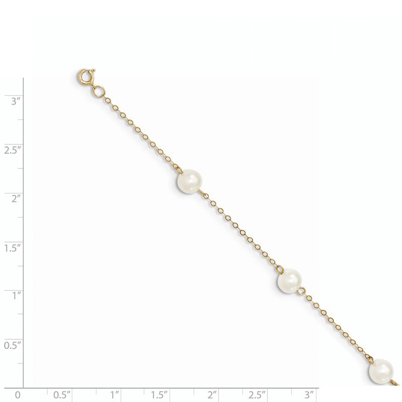 Quality Gold 14k White Gold Freshwater Cultured Peal Anklet