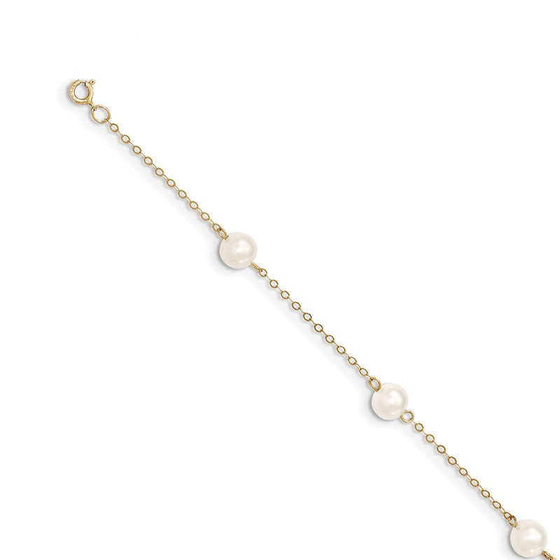 Quality Gold 14k White Gold Freshwater Cultured Peal Anklet