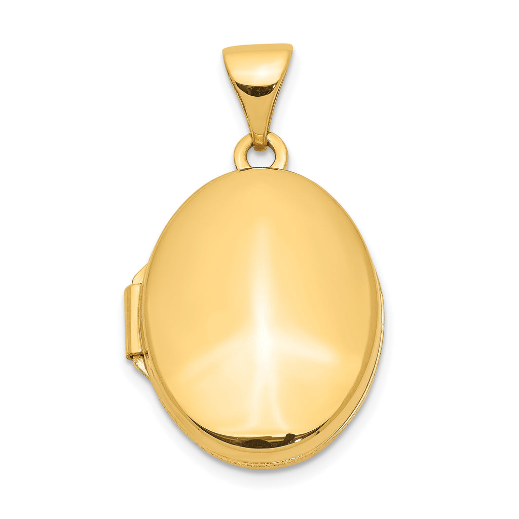 Quality Gold 14k Yellow Gold Plain Polished Oval Locket