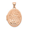 Quality Gold 14k Rose Gold Scroll Design 21mm Oval Locket