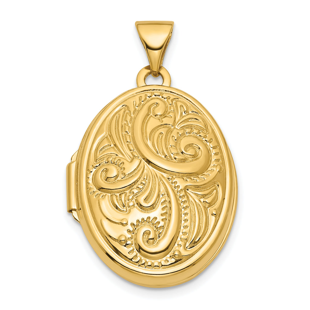 Quality Gold 14ky Reversible Swirl Design 21mm Oval Locket