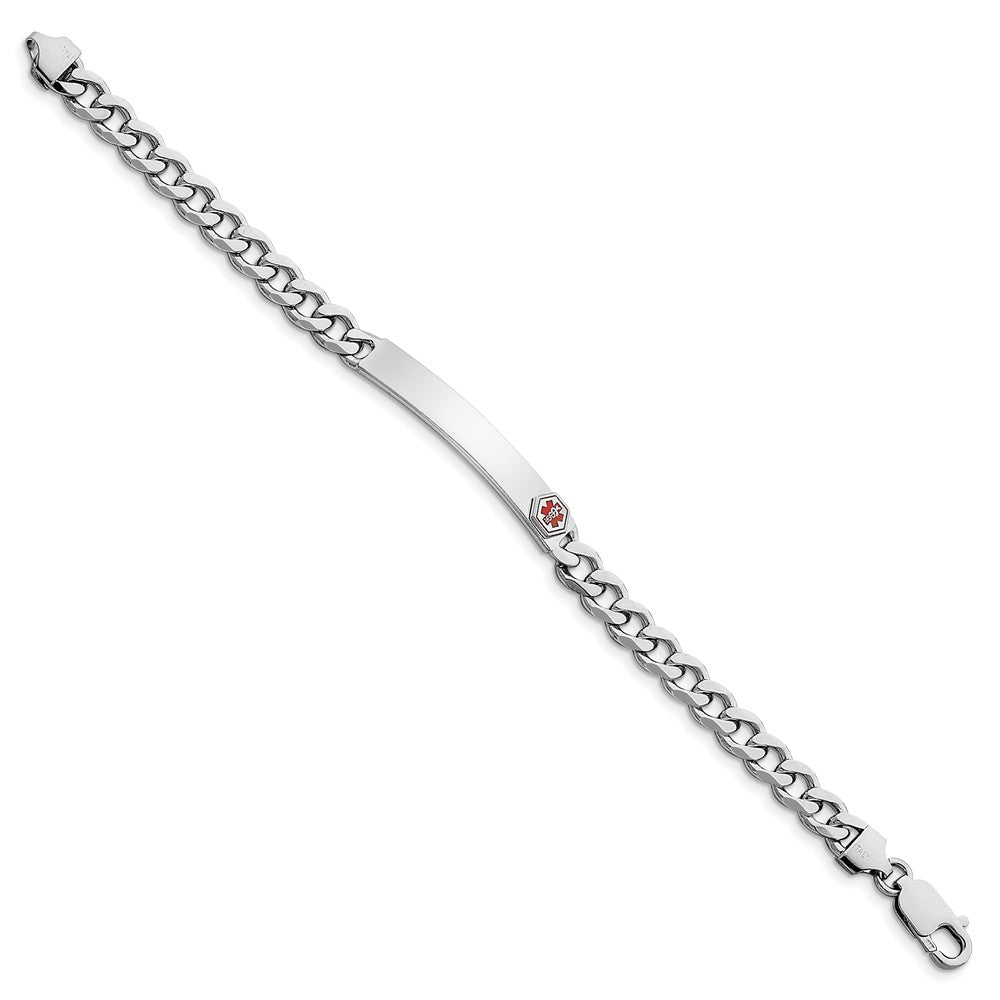 Quality Gold Sterling Silver Rhodium-plated Enameled Medical ID Curb Link Bracelet