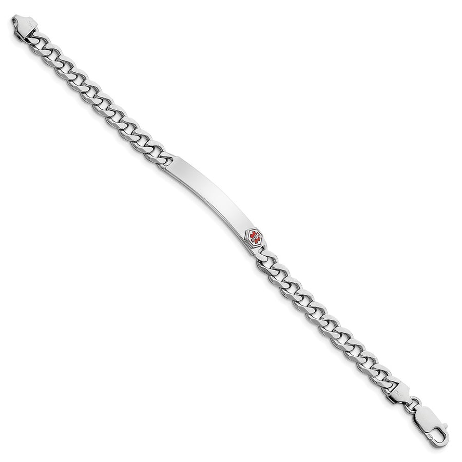 Quality Gold Sterling Silver Rhodium-plated Enameled Medical ID Curb Link Bracelet