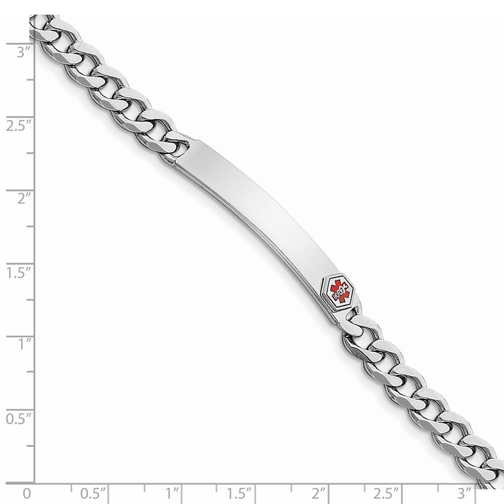 Quality Gold Sterling Silver Rhodium-plated Enameled Medical ID Curb Link Bracelet