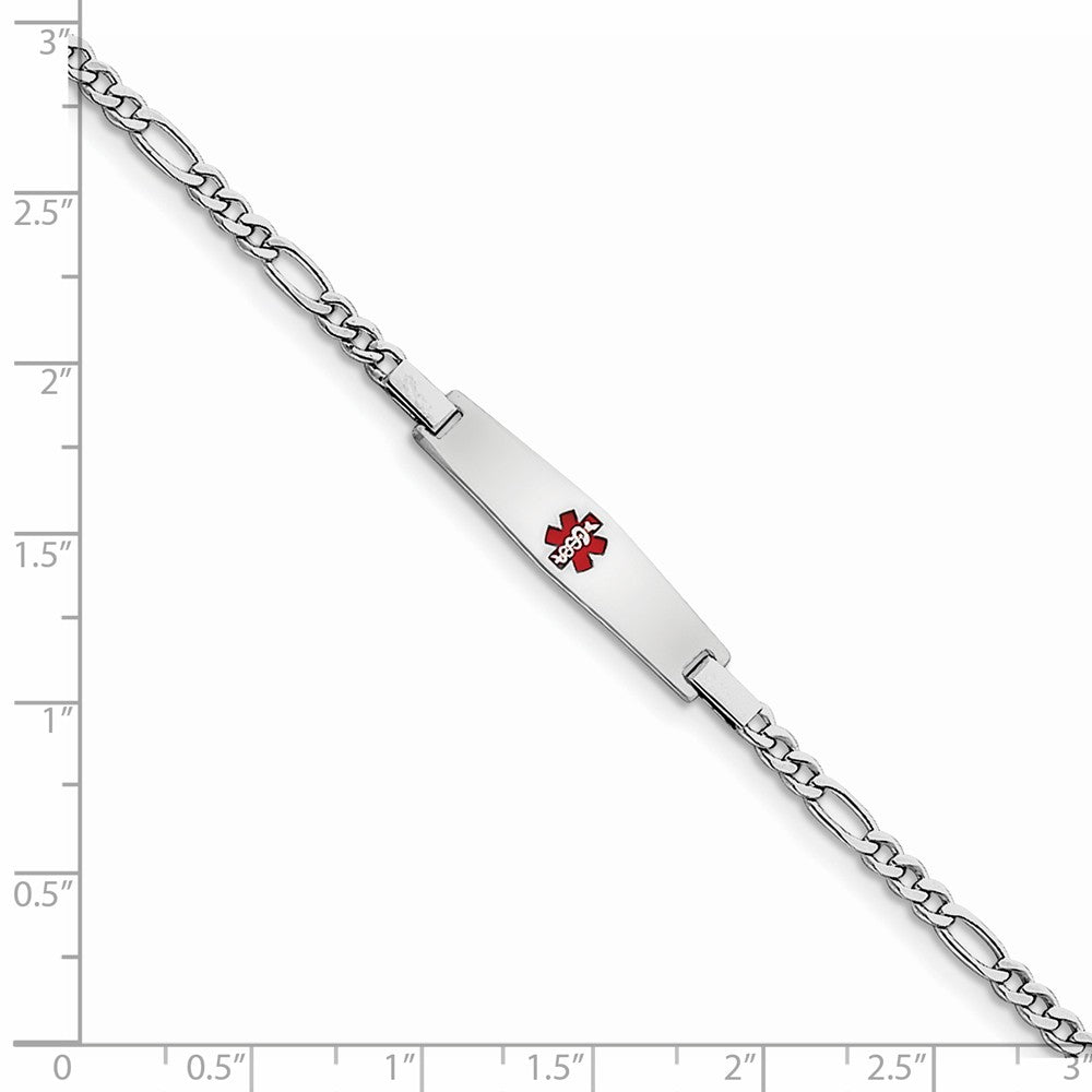 Quality Gold Sterling Silver Rhod-plated Children's Medical ID Bracelet Figaro