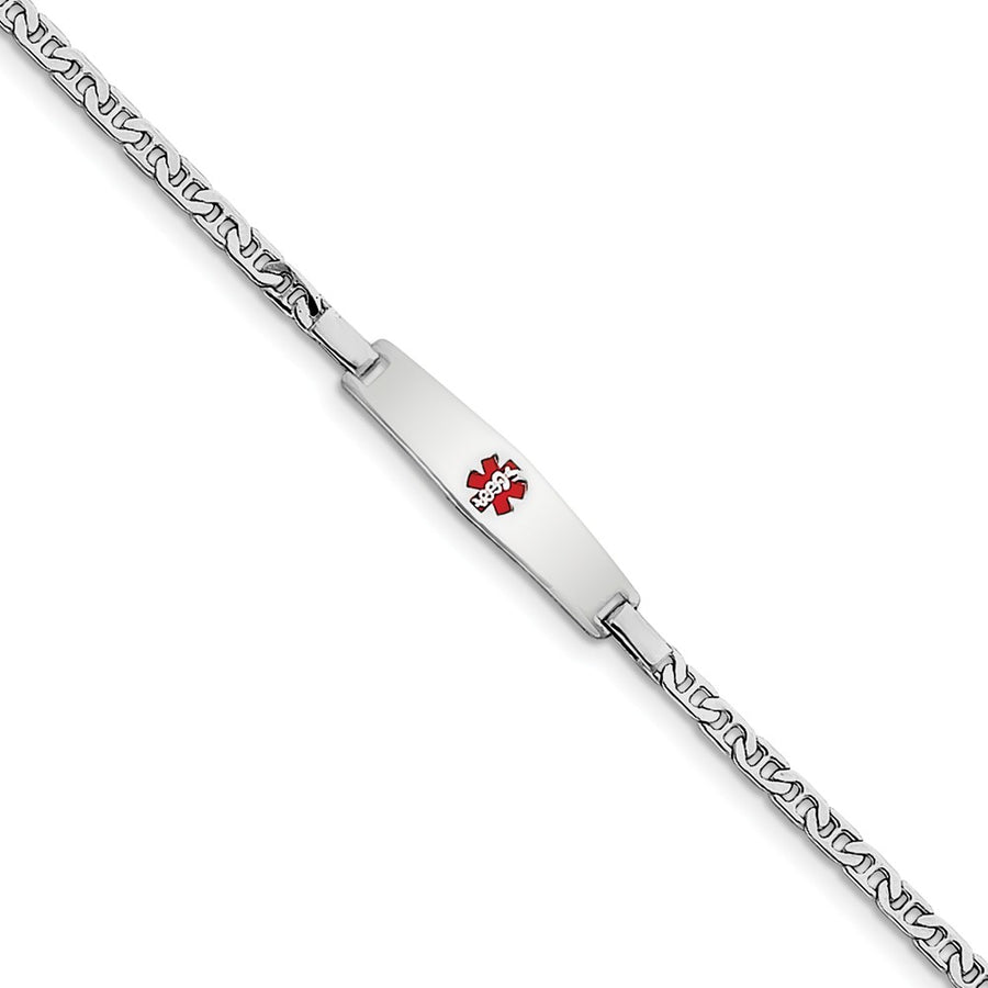 Quality Gold Sterling Silver Rhod-plated Children's Medical ID Anchor Link Bracelet