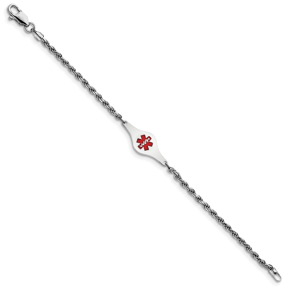 Quality Gold Sterling Silver Rhod-plated Children's Medical ID Rope Link Bracelet