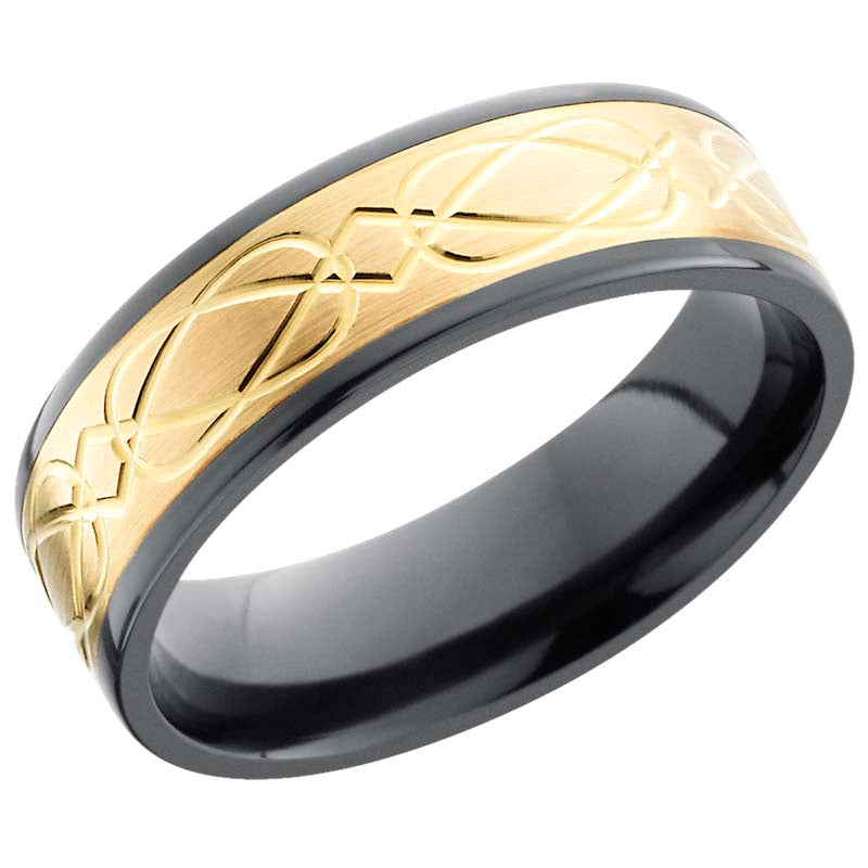 Lashbrook Black & Yellow Zirconium 7mm Men's Wedding Band