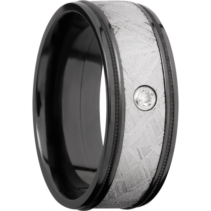 Lashbrook Black Zirconium Meteorite 8.5mm Men's Wedding Band