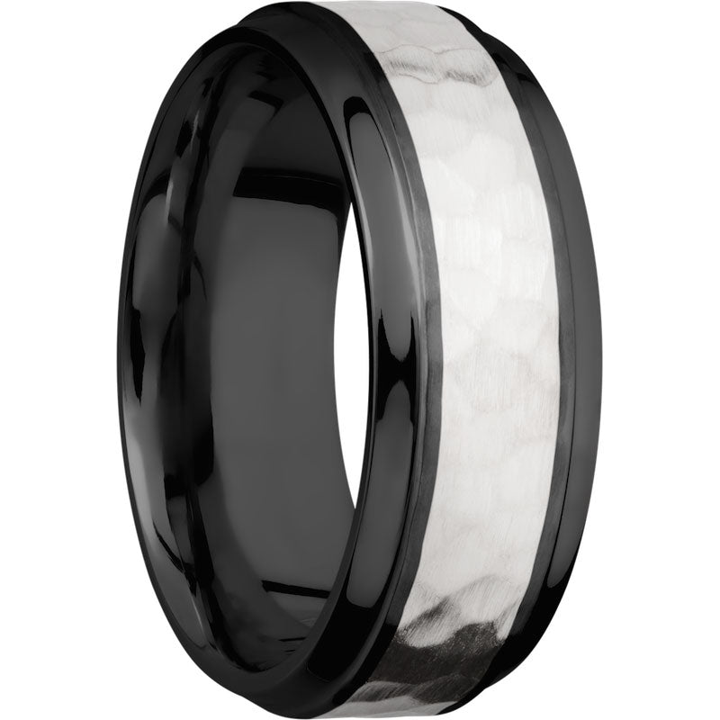 Lashbrook Black & White Zirconium 8mm Men's Wedding Band