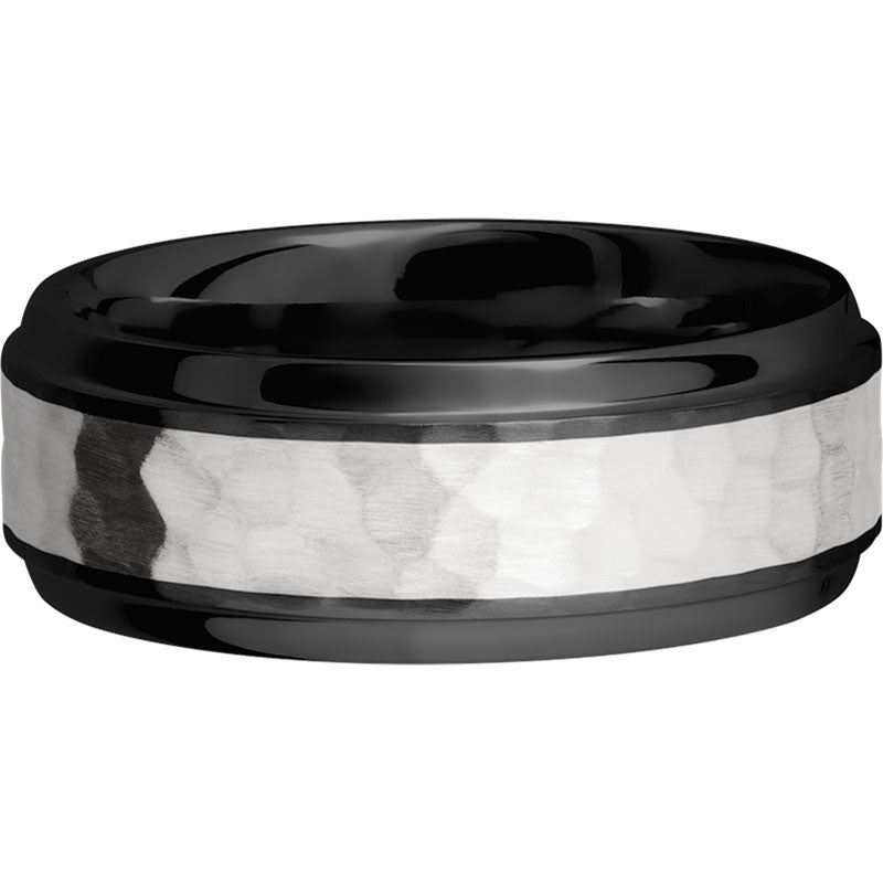 Lashbrook Black & White Zirconium 8mm Men's Wedding Band
