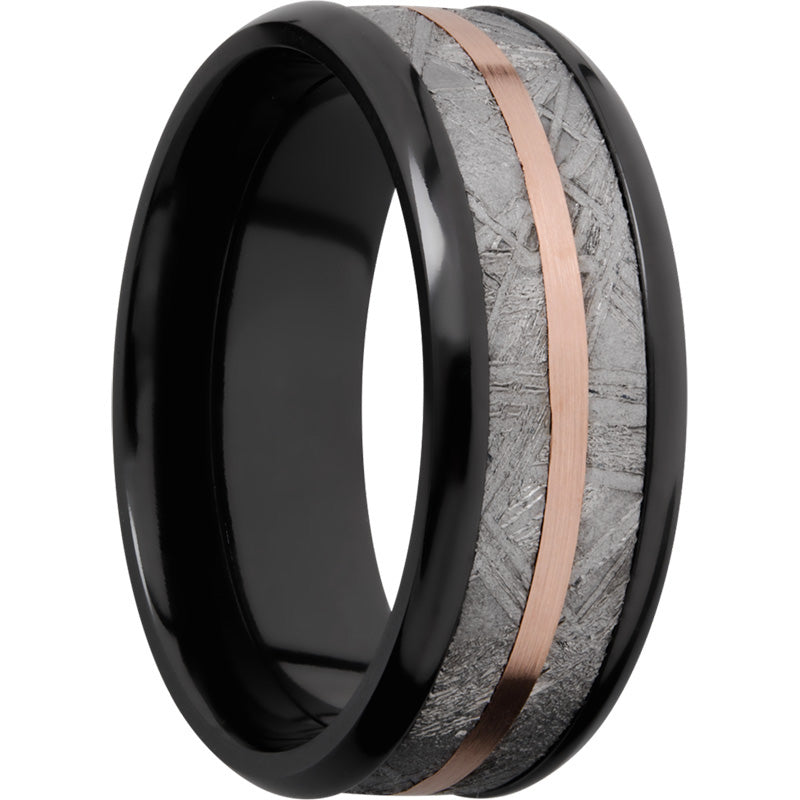 Lashbrook Black & Rose Zirconium Meteorite 8mm Men's Wedding Band