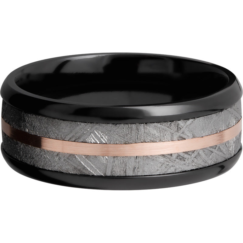 Lashbrook Black & Rose Zirconium Meteorite 8mm Men's Wedding Band
