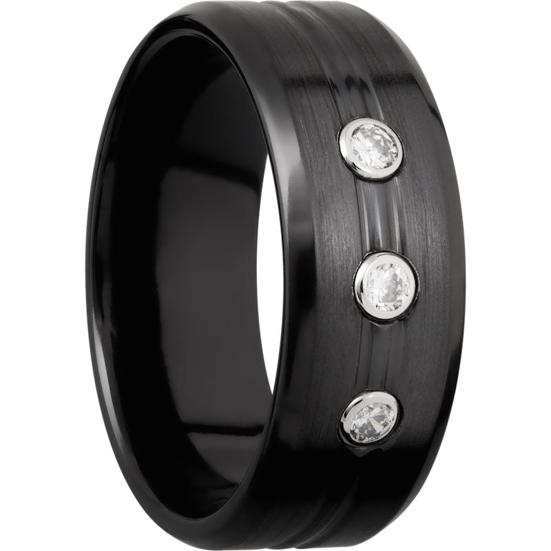 Lashbrook Black Zirconium Diamond 8mm Men's Wedding Band