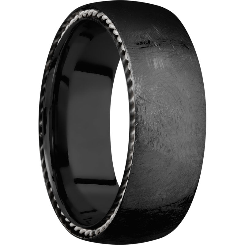 Lashbrook Black & White Zirconium 8mm Men's Wedding Band