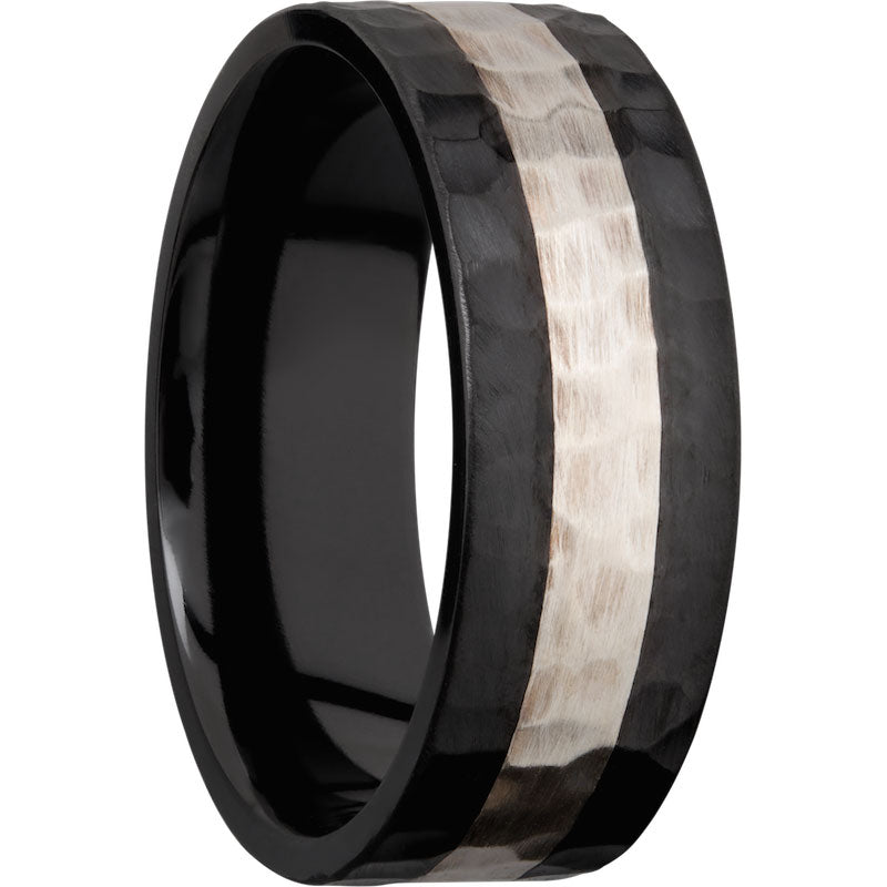 Lashbrook Black & White Zirconium 8mm Men's Wedding Band