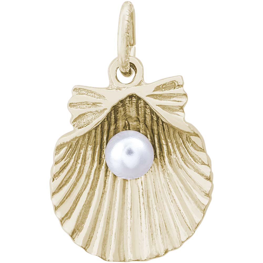 Rembrandt 14k Yellow Gold Shell With Pearl Charm