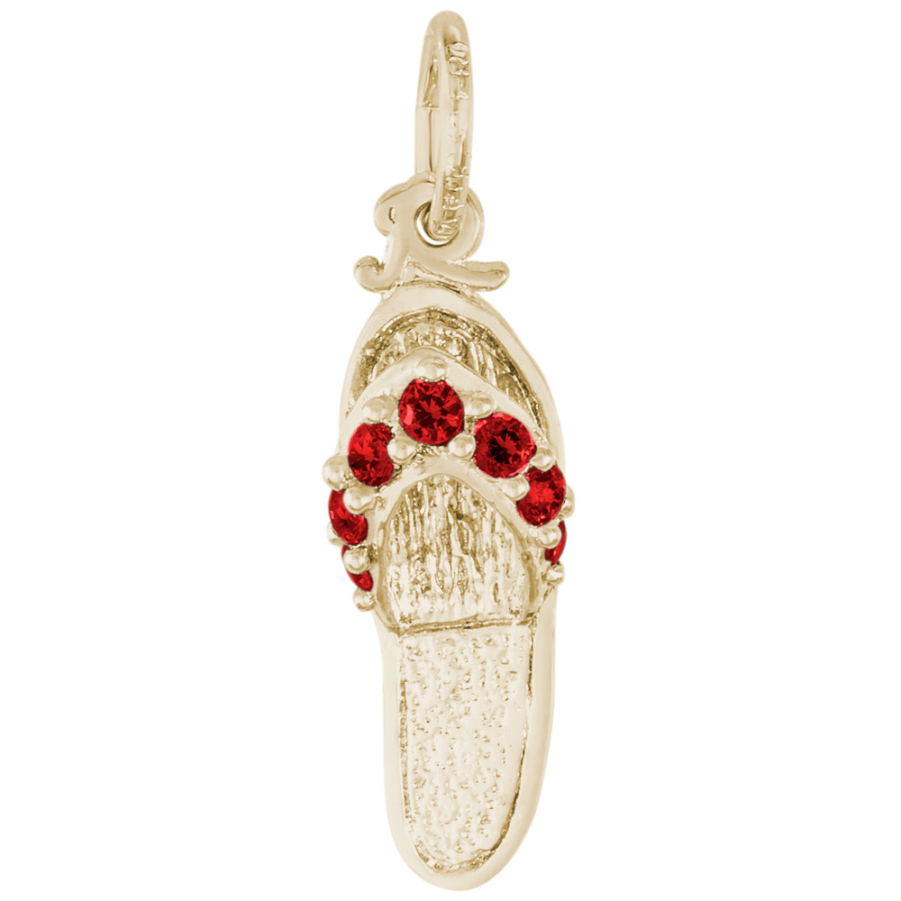 Rembrandt 14k Yellow Gold Sandal - Ruby Red Charm