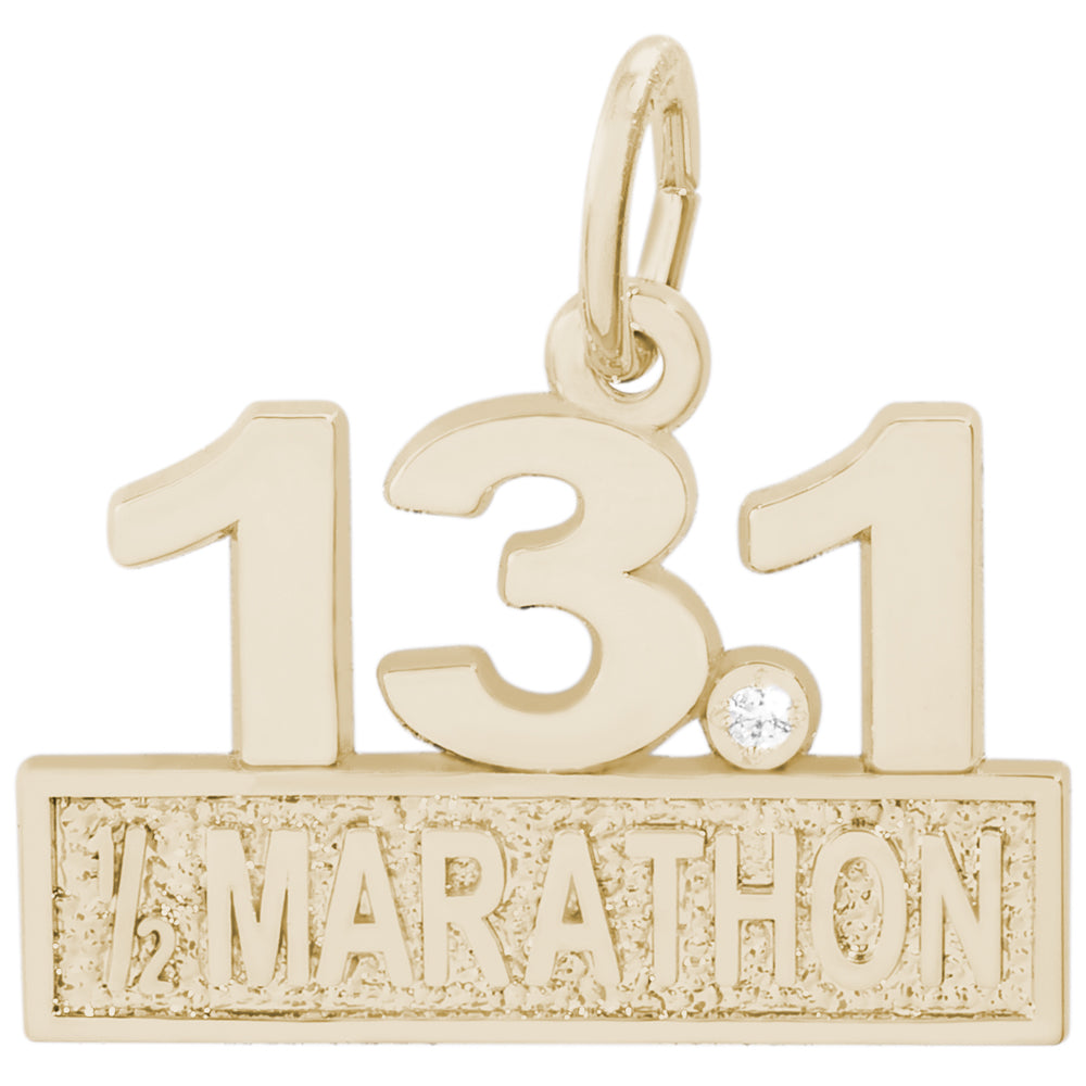 Rembrandt 14k Yellow Gold Marathon 13.1 w/White Spinel Charm
