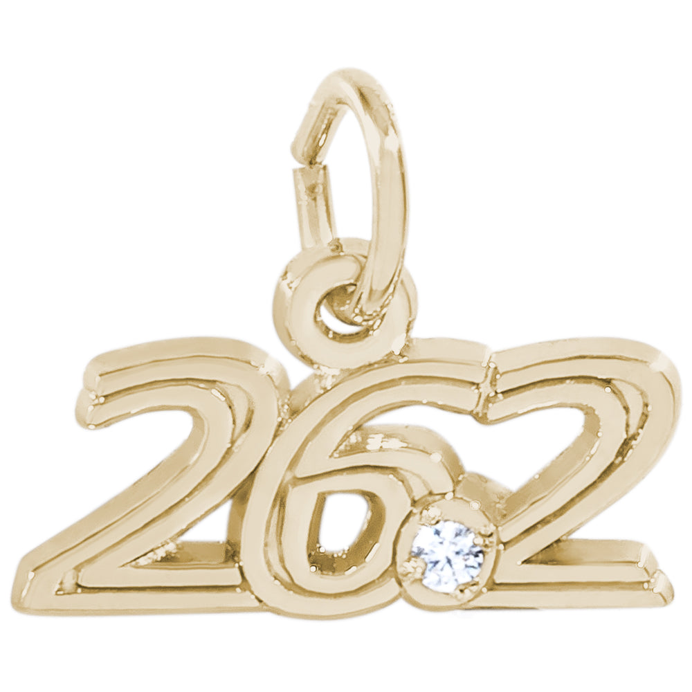 Rembrandt 14k Yellow Gold Marathon 26.2 w/White Spinel Charm