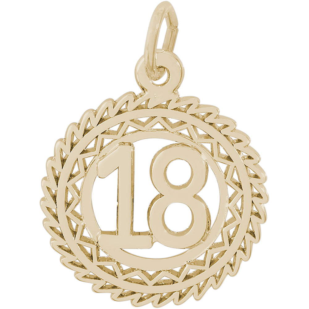 Rembrandt 14k Yellow Gold Number 18 Charm