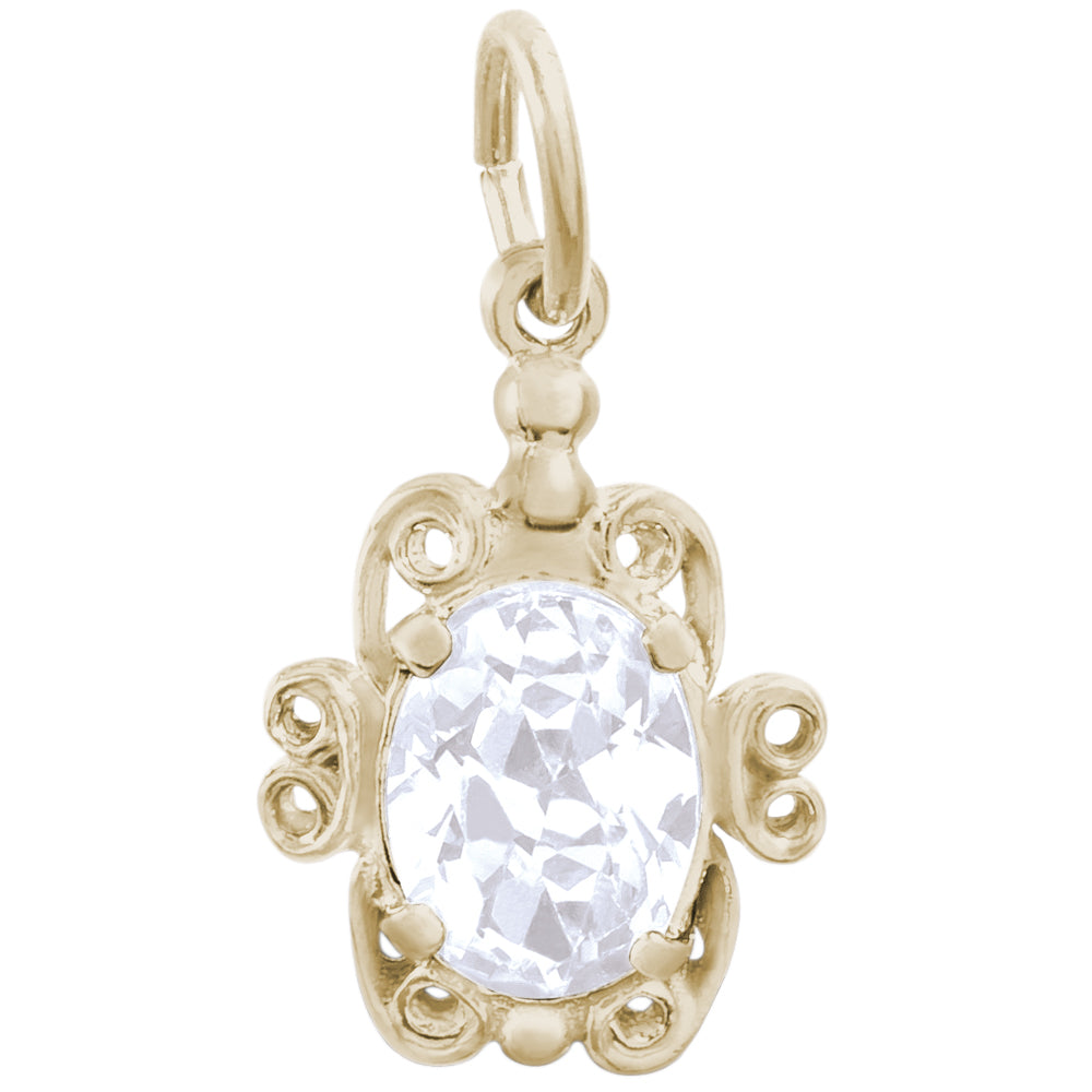 Rembrandt 14k Yellow Gold April Birthstone Charm