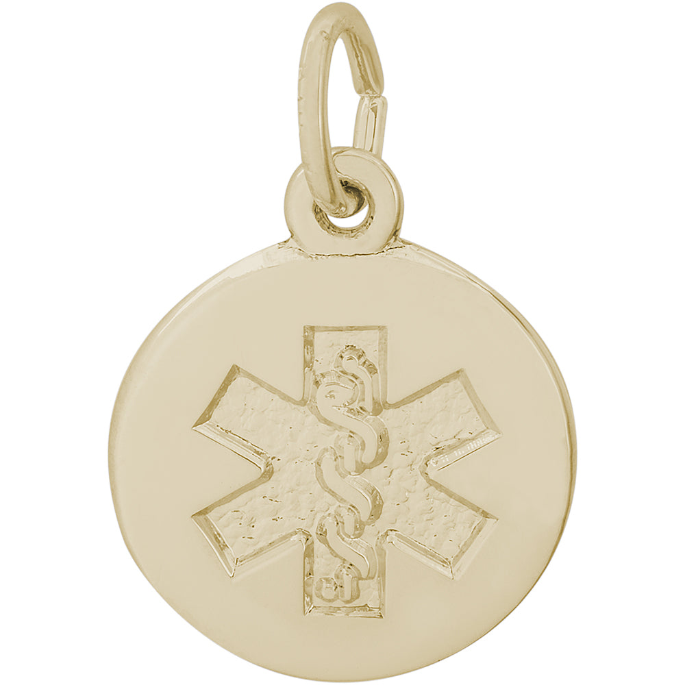 Rembrandt 14k Yellow Gold Medical Symbol- Red Paint Charm