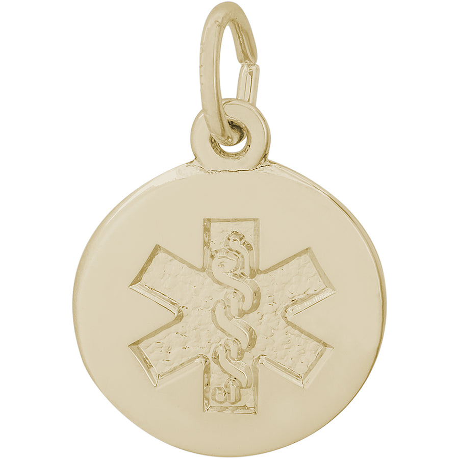 Rembrandt 14k Yellow Gold Medical Symbol- Red Paint Charm