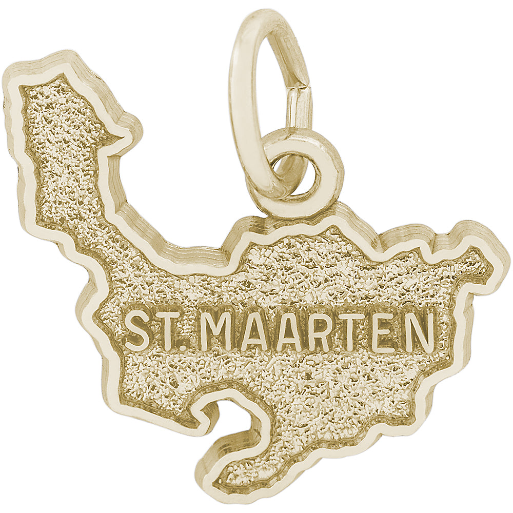 Rembrandt 14k Yellow Gold St. Maarten Map w/ Border Charm