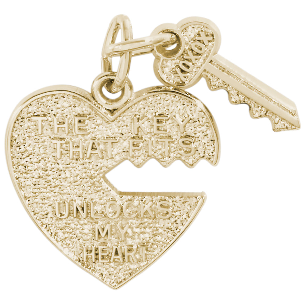 Rembrandt 14k Yellow Gold Heart & Key Charm