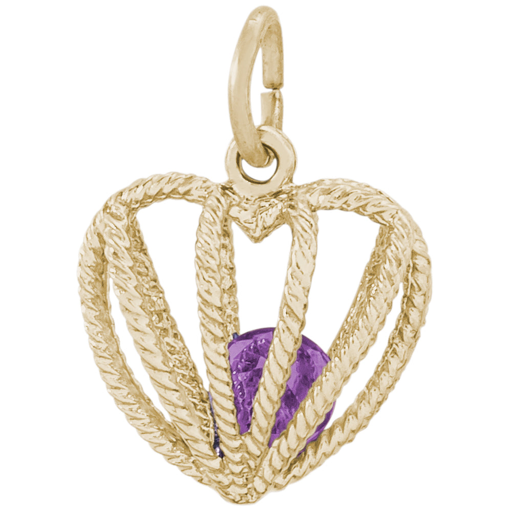 Rembrandt 14k Yellow Gold 02 Heart Birthstone Feb Charm
