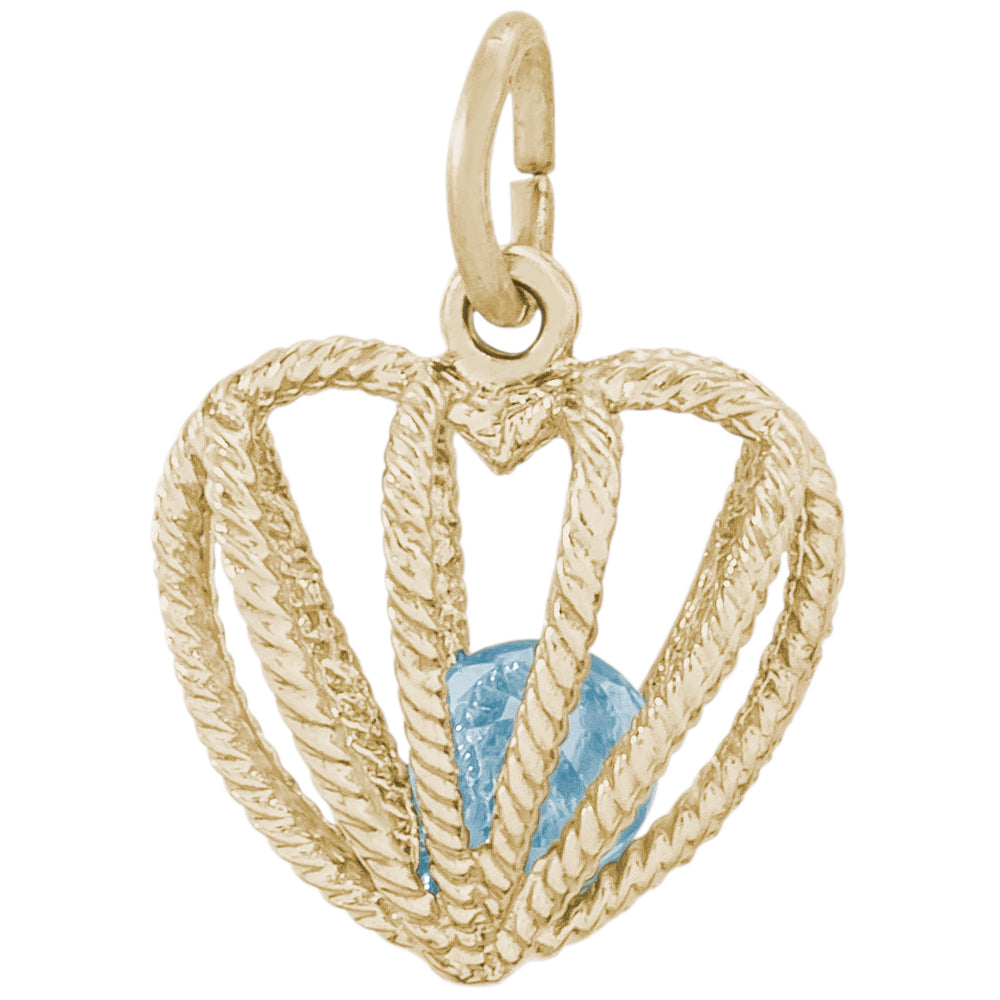 Rembrandt 14k Yellow Gold 03 Heart Birthstone Mar Charm