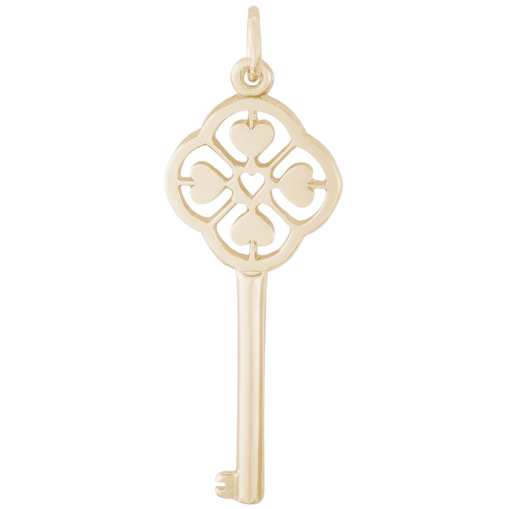 Rembrandt 14k Yellow Gold Key Lg 4 Heart Charm