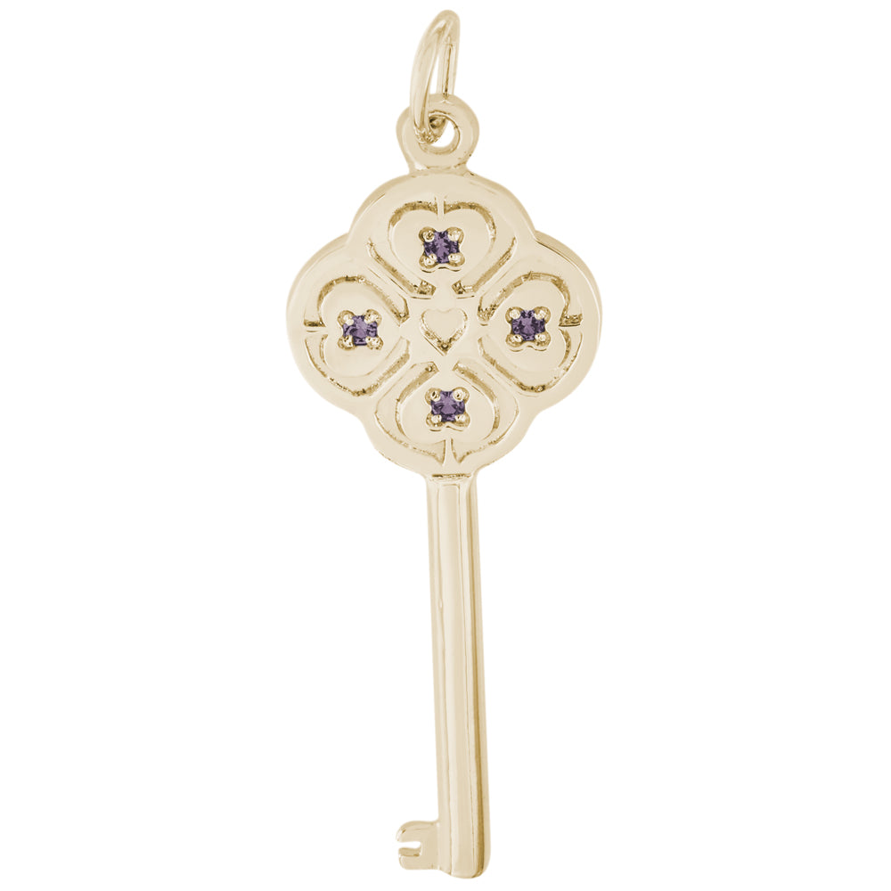 Rembrandt 14k Yellow Gold Key Lg 4 Heart Jun Charm