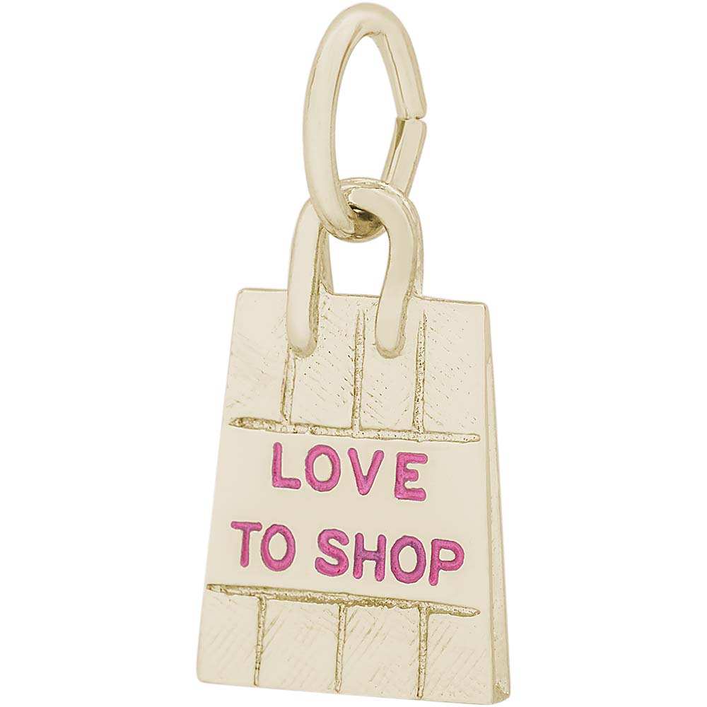 Rembrandt 14k Yellow Gold Shopping Bag - Pink Paint Charm