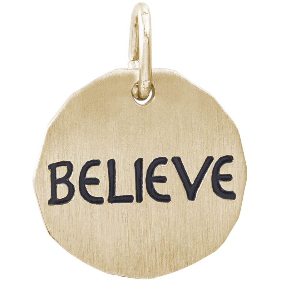 Rembrandt 14k Yellow Gold Believe Charm Tag Charm