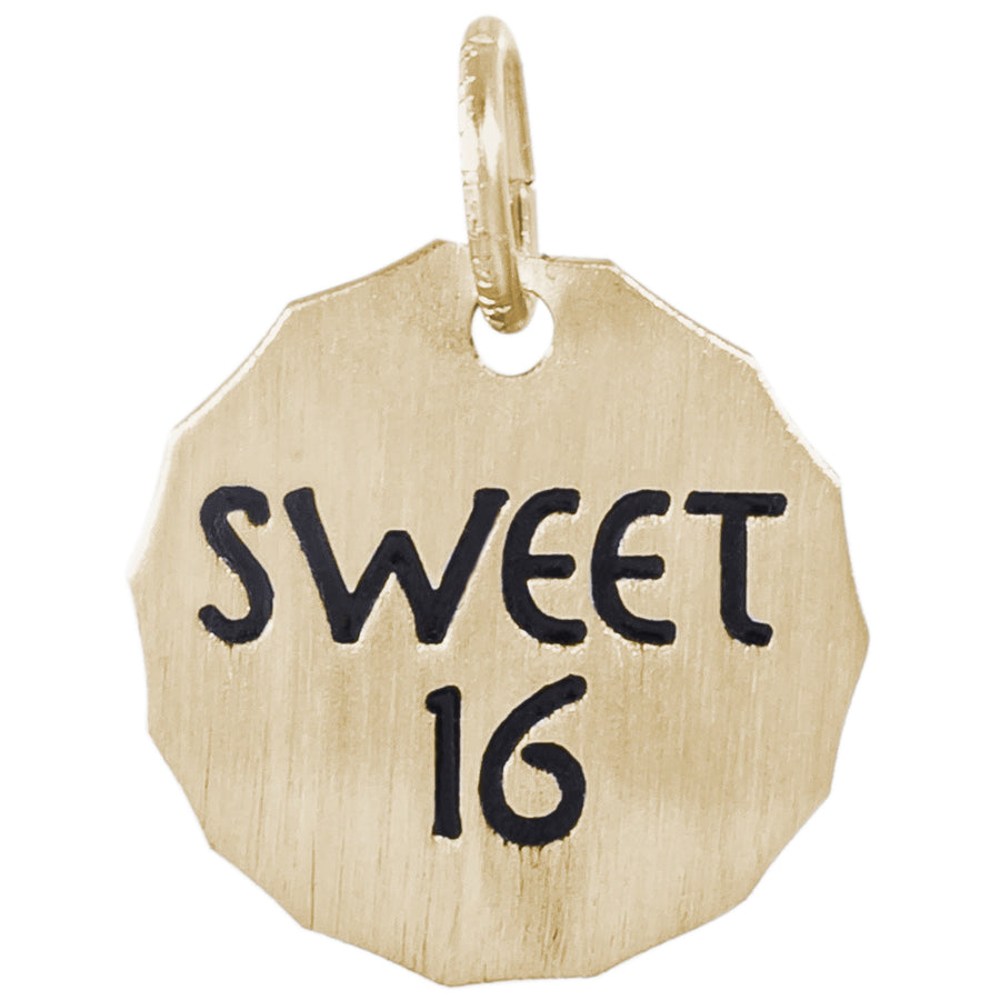 Rembrandt 14k Yellow Gold Sweet 16 Charm Tag Charm