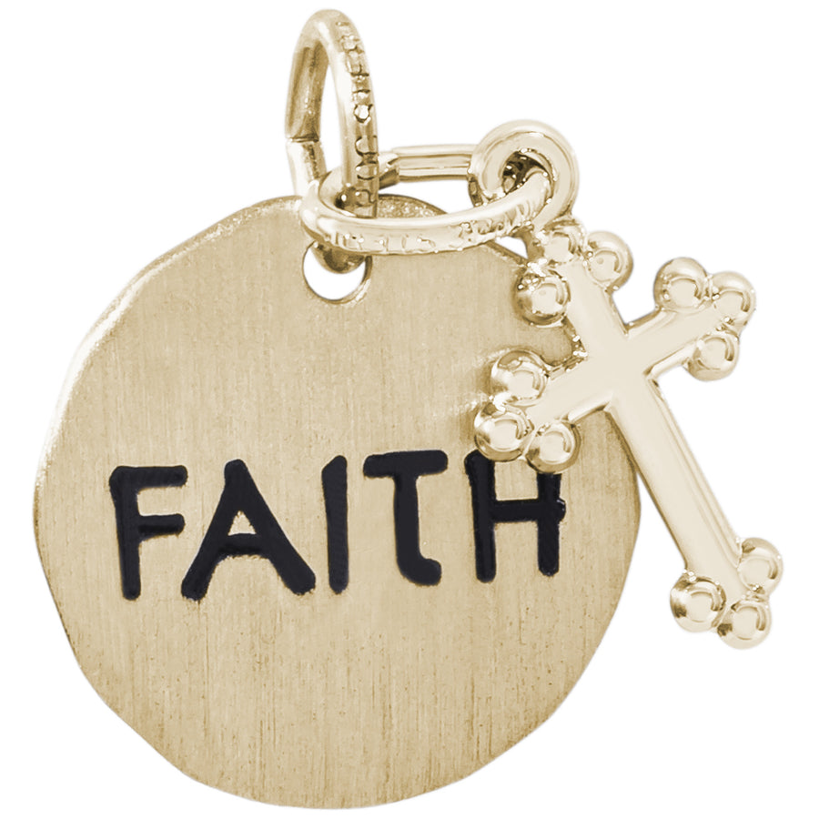 Rembrandt 14k Yellow Gold Faith Tag W/Cross Charm