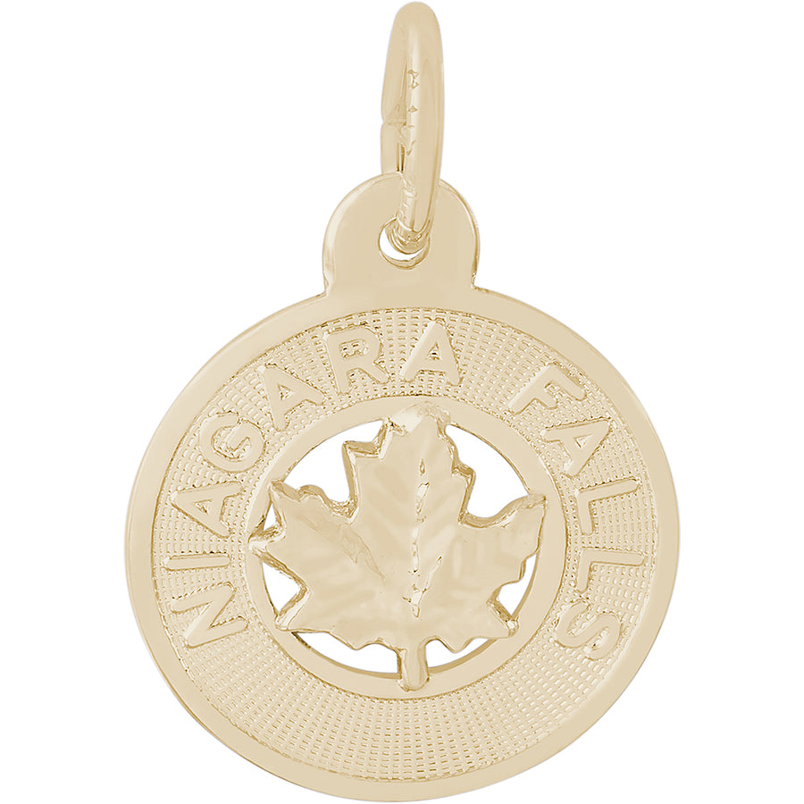 Rembrandt 14k Yellow Gold Niagara Falls Maple Leaf Charm