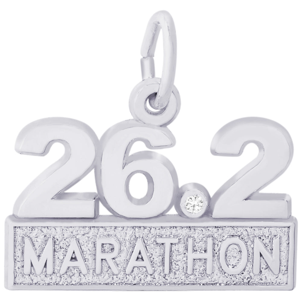 Rembrandt Sterling Silver Marathon 26.2 w/White Spinel Charm