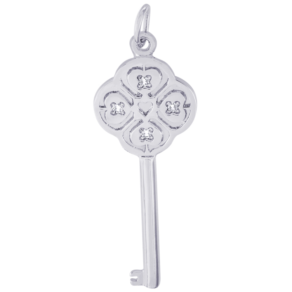 Rembrandt Sterling Silver Key Lg 4 Heart April Charm